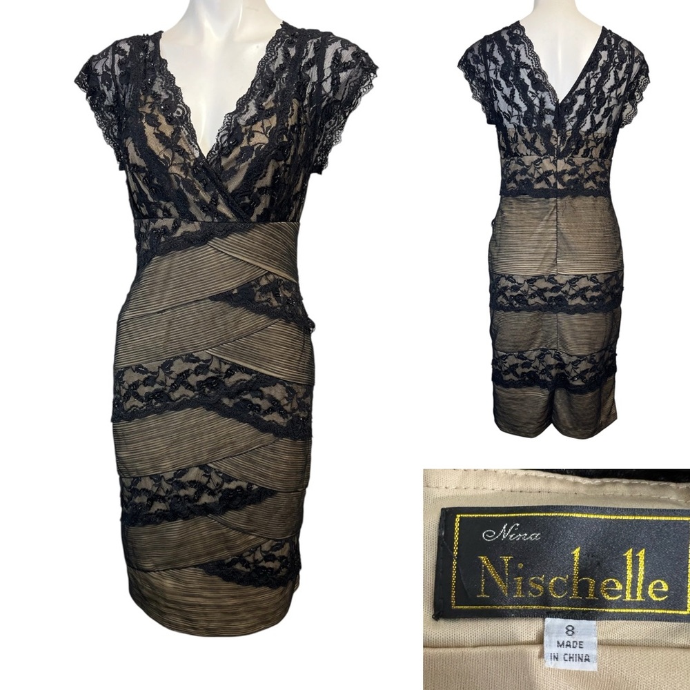 Nina Nischelle dress sz 8 Black/Lace cocktail formal‎ wedding formal